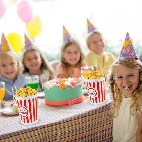 Classic Paper Popcorn Buckets 32 Oz Retro Style Popcorn Bowls Red and White Striped Pop Corn Tubs for Home Movie Night Birthday Christmas Concession Stands Carnival Supplies (12) in Kuwait