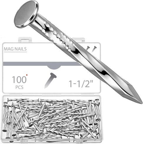 Moxweyeni 100 عدد MagNails 1-1/2 بوصة × 1/4 بوصة من الفولاذ المطلي بالزنك، أظافر مغناطيسية متينة مع ساق مضلعة لمشبك الطريق in Saudi Arabia