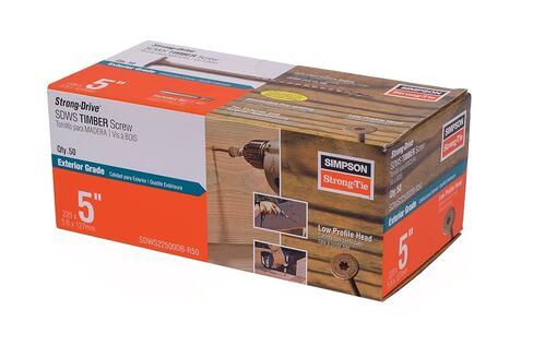 Simpson Strong-Tie SDWS22500DB-R50 Strong-Drive SDWS Timber Screw (Exterior Grade) — 0.220 in. x 5 in. T40, Tan (50-Qty) in Saudi Arabia