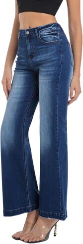 جينز الجرس السفلي للسيدات عالي الخصر سروال سراويل الدنيم in Kuwait