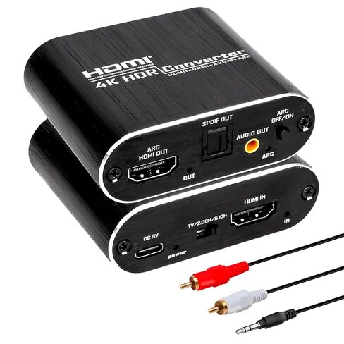 مستخرج صوت HDMI ARC 4K@60 هرتز HDMI ARC إلى محول بصري مع محول إخراج صوت بصري و3.5 مم يدعم 3D/HDCP1.4/LPCM7.1/DTS لصندوق التلفزيون/DVD/PS5/سماعة الرأس/أمبير/المسرح المنزلي in Kuwait