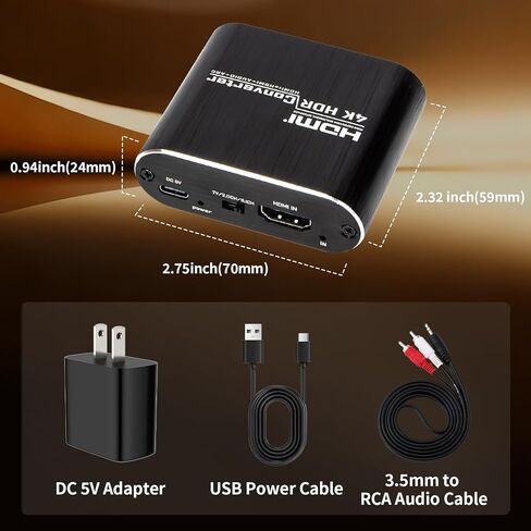 مستخرج صوت HDMI ARC 4K@60 هرتز HDMI ARC إلى محول بصري مع محول إخراج صوت بصري و3.5 مم يدعم 3D/HDCP1.4/LPCM7.1/DTS لصندوق التلفزيون/DVD/PS5/سماعة الرأس/أمبير/المسرح المنزلي in Kuwait
