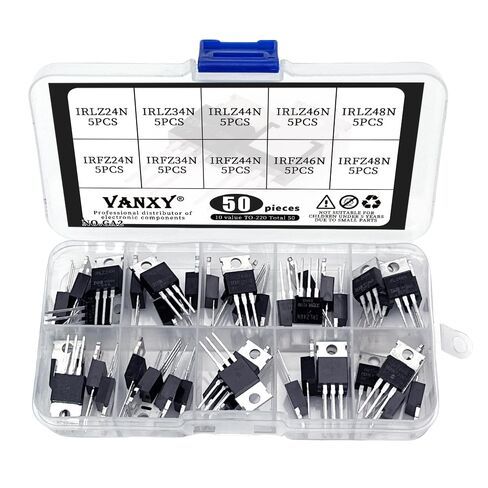 10Values*5Pcs=50Pcs Power MOSFET Transistor Kits IRLZ24N IRLZ34N IRLZ44N IRLZ46N IRLZ48N IRFZ24N IRFZ34N IRFZ44N IRFZ46N IRFZ48N TO-220 Rectifier Chips in Kuwait