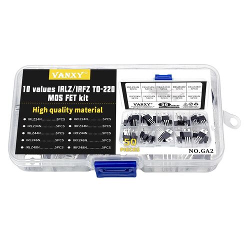 10Values*5Pcs=50Pcs Power MOSFET Transistor Kits IRLZ24N IRLZ34N IRLZ44N IRLZ46N IRLZ48N IRFZ24N IRFZ34N IRFZ44N IRFZ46N IRFZ48N TO-220 Rectifier Chips in Kuwait