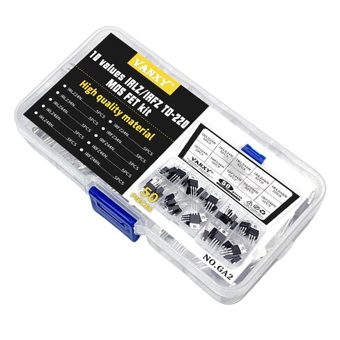10Values*5Pcs=50Pcs Power MOSFET Transistor Kits IRLZ24N IRLZ34N IRLZ44N IRLZ46N IRLZ48N IRFZ24N IRFZ34N IRFZ44N IRFZ46N IRFZ48N TO-220 Rectifier Chips in Kuwait