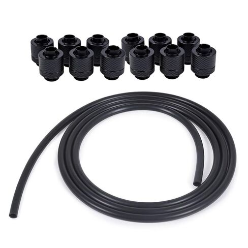 أنابيب Alphacool Black EPDM المرنة (3 أمتار) و Eiszapfen G1/4 "إلى 10 مم ، حزمة ضغط OD 13 مم ، Chrome ، 12 pack in Kuwait
