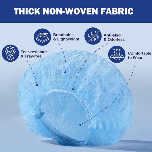 LEOBRO 24" Hair Net, Hair Nets for Food Service Workers, 50PCS Hairnets for Foodservice, Kitchen Hair Nets for Women Men Cooking, Non-woven Bouffant Caps, Disposable Hair Cap Hair Cover, Blue in Saudi Arabia