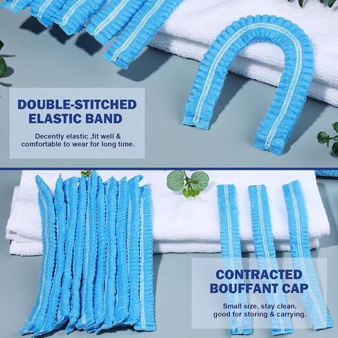 LEOBRO 24" Hair Net, Hair Nets for Food Service Workers, 50PCS Hairnets for Foodservice, Kitchen Hair Nets for Women Men Cooking, Non-woven Bouffant Caps, Disposable Hair Cap Hair Cover, Blue in Saudi Arabia