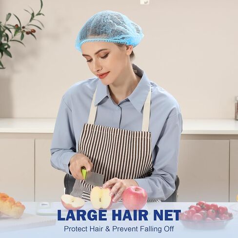LEOBRO 24" Hair Net, Hair Nets for Food Service Workers, 50PCS Hairnets for Foodservice, Kitchen Hair Nets for Women Men Cooking, Non-woven Bouffant Caps, Disposable Hair Cap Hair Cover, Blue in Saudi Arabia
