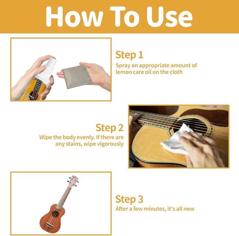 Guitar Lemon Oil, 2.02 Oz Guitar Polish Oil, String-Cleaner, Effective Remove Dirt, Grease, and Debris From Musical Instruments in Saudi Arabia