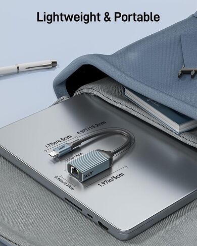 محول acer USB C إلى Ethernet، محول شبكة Gigabit RJ45 إلى USB 3.0 Type-C Ethernet LAN، محول Thunderbolt 3/4 المحمول لأجهزة MacBook Pro/Air وiPad Pro وXPS والكمبيوتر المحمول والهواتف الذكية والمزيد - فضي in Kuwait
