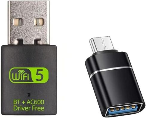 محول USB WiFi، محول USB WIFI Bluetooth بسرعة 600 ميجا بت في الثانية، محول شبكة لاسلكي ثنائي النطاق 5G/2.4G لأجهزة الكمبيوتر المحمول المكتبي، يدعم Windows 7/8/8.1/10/XP. in Kuwait