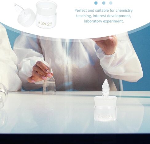 Holibanna 5 قطع زجاجات وزن زجاجية مع غطاء منخفض الشكل 25 × 25 مم لعينات مختبرية وزن الجرار مجموعة أدوات زجاجية كيميائية للتجربة العلمية in Kuwait