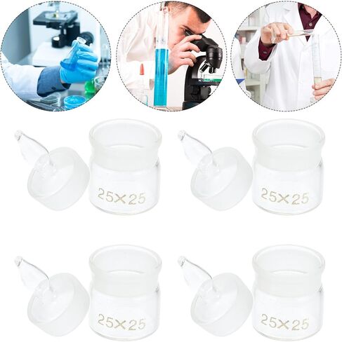 Holibanna 5 قطع زجاجات وزن زجاجية مع غطاء منخفض الشكل 25 × 25 مم لعينات مختبرية وزن الجرار مجموعة أدوات زجاجية كيميائية للتجربة العلمية in Kuwait
