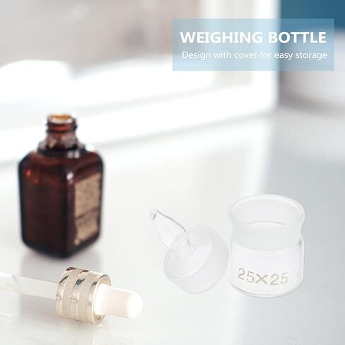 Holibanna 5 قطع زجاجات وزن زجاجية مع غطاء منخفض الشكل 25 × 25 مم لعينات مختبرية وزن الجرار مجموعة أدوات زجاجية كيميائية للتجربة العلمية in Kuwait