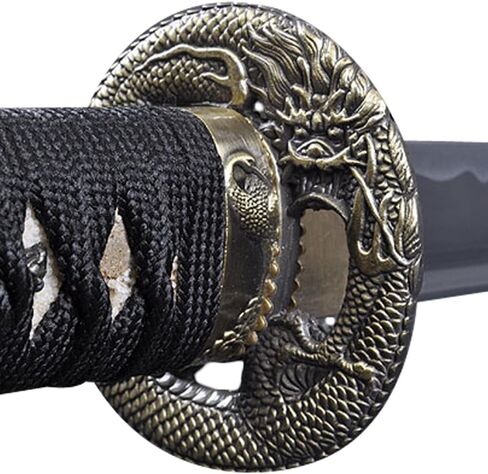 Handmade Sword - Aluminium Alloy Unsharpened Iaido Training Katana Sword, Handmade, Full Tang, Dragon Tsuba, Black Scabbard in Saudi Arabia
