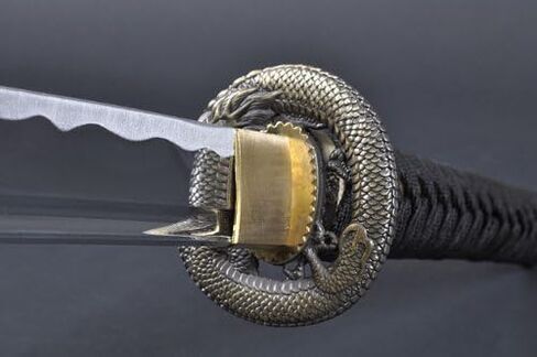Handmade Sword - Aluminium Alloy Unsharpened Iaido Training Katana Sword, Handmade, Full Tang, Dragon Tsuba, Black Scabbard in Saudi Arabia