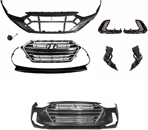 10pcs مجموعة الغلاف الأمامي المصد الأمامية تناسب 2021 2022 2023 Hyundai Elantra preped مع الشبكة العلوية والشفة السفلى in Saudi Arabia