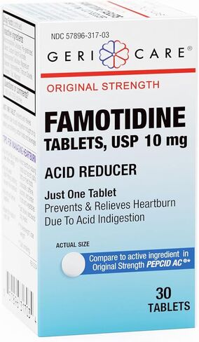 GeriCare Regular Strength Famotidine 10mg Tablets, Acid Reducer, Relief for Heartburn, Acid Reflux and Acid Indigestion, 60 Count (Pack of 1) in Kuwait