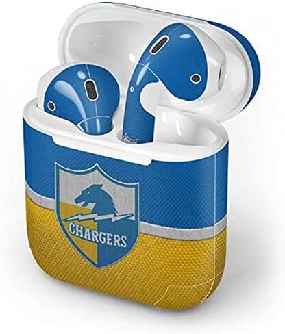ملصق صوتي من Skinit متوافق مع Apple AirPods مع حقيبة شحن Lightning - تصميم عتيق مرخص رسميًا من NFL Los Angeles Chargers in Kuwait
