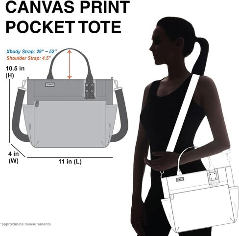 CHALA Canvas Print Pocket Tote Women Canvas Tote Bag/Shoulder Purse with Detachable Crossbody Strap in Saudi Arabia