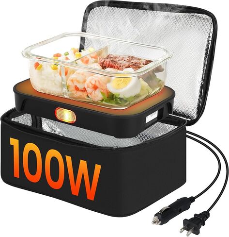 Protable Oven Food Warmer, 100W 12V/24V/110V 3-in-1 Electric Food Heater Heated Lunch Box Mini Microwave for Adults with 4L Bag, Fast Heating Keep Meals Warm for Car, Truck, Office, Home,Travel in Saudi Arabia