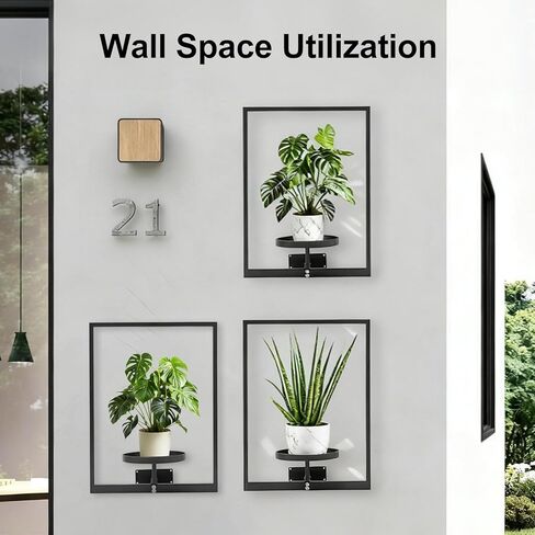 CanVrinxol Vertical Garden Plant Frame, Metal Wall Hanging Plant Holder for Indoor Outdoor Decor, Includes 2 Black Modern Picture Frame Plant Stands (3 pack rectangle) in Saudi Arabia