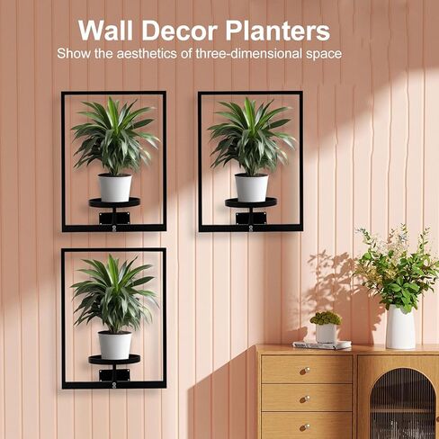 CanVrinxol Vertical Garden Plant Frame, Metal Wall Hanging Plant Holder for Indoor Outdoor Decor, Includes 2 Black Modern Picture Frame Plant Stands (3 pack rectangle) in Saudi Arabia