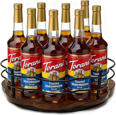 حامل شراب القهوة الدوار من فيرنلانديا، منظم قرص معدني 12 بوصة 9 زجاجات للمنزل أو المقهى - دوران سلس 360 درجة يوفر المساحة، قوي وسهل التنظيف (الزجاجات غير متضمنة) in Kuwait