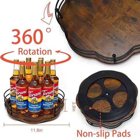 حامل شراب القهوة الدوار من فيرنلانديا، منظم قرص معدني 12 بوصة 9 زجاجات للمنزل أو المقهى - دوران سلس 360 درجة يوفر المساحة، قوي وسهل التنظيف (الزجاجات غير متضمنة) in Kuwait