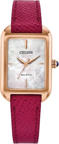 Citizen Ladies Eco-Drive Dress Classic Watch, Black Leather Strap, Black Dial, 3 Hand (Model: EM1192-01E) in Saudi Arabia