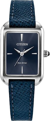 Citizen Ladies Eco-Drive Dress Classic Watch, Black Leather Strap, Black Dial, 3 Hand (Model: EM1192-01E) in Saudi Arabia