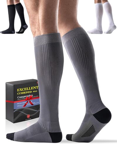 3 Pairs Compression Socks 15-20 mmHg for Women Men - Moderate Support for Circulation, Sports, Travel, Comfort Cuff in Saudi Arabia