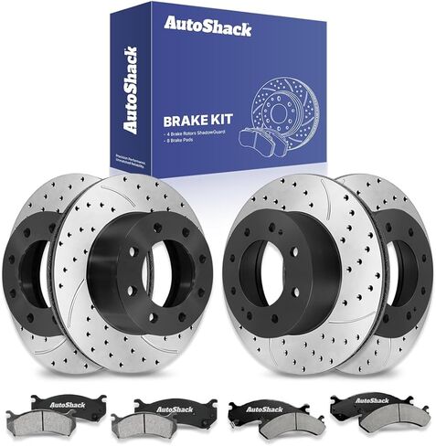 Autoshack Brake Kit Placeming لـ Chevrolet Silverado 2500 HD Classic 2001-2010 GMC Sierra 2500 HD 4WD الخلفي الأمامي الخلفي المغطى بالقرص المغطى بالرسوم الإلكترونية. in Saudi Arabia