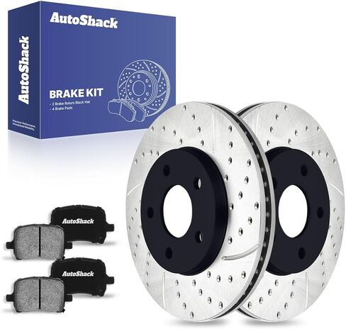 استبدال مجموعة الفرامل الأمامية Autoshack For 2006-2011 Chevrolet HHR FWD حفر ومقاطع مكابح مملوءة بالقرص المغطى بالقرص الإلكترونية منصات الفرامل الخزفية السوداء 10.87 "276 مم SCDPR65124651241160 in Saudi Arabia