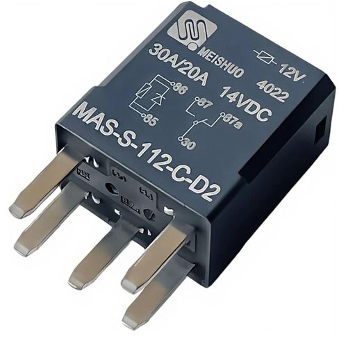Genuine OEM MAS-S-112-C-D2 ISO 280 Micro 5-Pin Relay 12V SPDT 30A/20A Sealed, Diode D2 (Anode on 85), 85/86 Coil, 30-87-87a Terminals, MASS112CD2 in Saudi Arabia