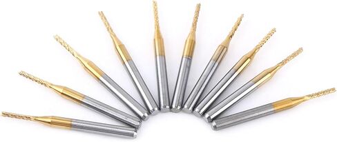 Yctze 1.5mm End Mill Tungsten Coating Engraving Bit, CNC PCB Cutting Tool with 1/8' Shank, Pack of 10, for Cutter and Downcut 2mm 1/16 Tasks in Saudi Arabia
