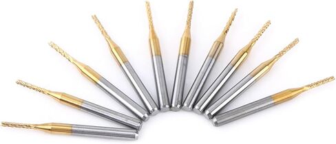 Yctze 1.5mm End Mill Tungsten Coating Engraving Bit, CNC PCB Cutting Tool with 1/8' Shank, Pack of 10, for Cutter and Downcut 2mm 1/16 Tasks in Saudi Arabia