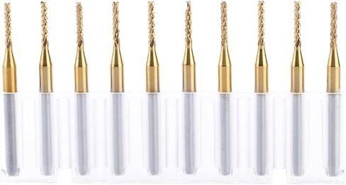 Yctze 1.5mm End Mill Tungsten Coating Engraving Bit, CNC PCB Cutting Tool with 1/8' Shank, Pack of 10, for Cutter and Downcut 2mm 1/16 Tasks in Saudi Arabia