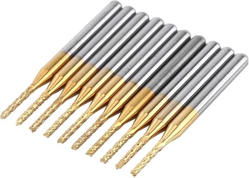 Yctze 1.5mm End Mill Tungsten Coating Engraving Bit, CNC PCB Cutting Tool with 1/8' Shank, Pack of 10, for Cutter and Downcut 2mm 1/16 Tasks in Saudi Arabia