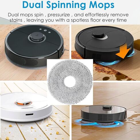 2-Pack Mop Pads for Dreame L40 Ultra/L10S Ultra/ L10S Ultra Gen2/X40 Ultra/L10s Pro Ultra Heat/L20 Ultra/ L10S Plus/X30 Ultra/X40 Master/L10 Ultra Robot Vacuum, Washable Microfiber Replacement Pads in Saudi Arabia
