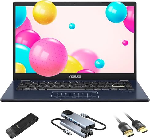 ASUS 14 "FHD Linux Captop ، معالج Intel N6000 4 جيجا بايت ، ذاكرة الوصول العشوائي 4 جيجا بايت ، سعة 64 جيجا بايت EMMC STORAGE + 256GB SSD ، لوحة مفاتيح NUMERIC ، HDMI ، WebCAM ، USB HUB CABLE in Saudi Arabia