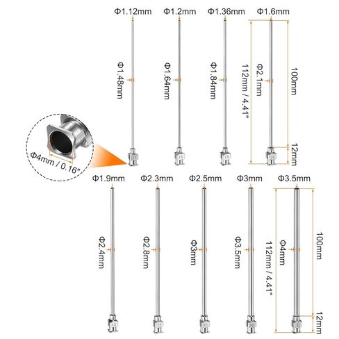 HARFINGTON 18pcs 8/10/11/12/13/14/15/16/17 Gauge Stainless Steel Dispensing Needles, 4" All Metal Glue Needle Tube Blunt Tips Luer Lock for Thick Liquids, Ink, Glue, Lab Use in Saudi Arabia