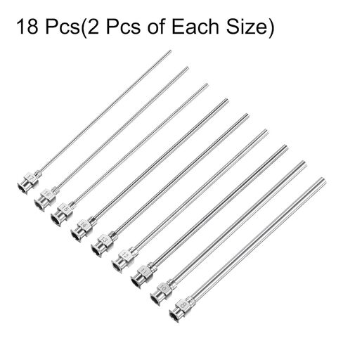 HARFINGTON 18pcs 8/10/11/12/13/14/15/16/17 Gauge Stainless Steel Dispensing Needles, 4" All Metal Glue Needle Tube Blunt Tips Luer Lock for Thick Liquids, Ink, Glue, Lab Use in Saudi Arabia