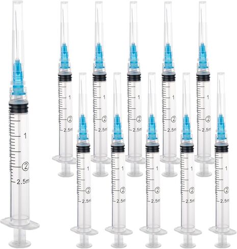 2.5ml Syringe with Needle, 23Ga 1inch 1cc Luer Lock Syringe for Scientific Labs, Measuring Liquid, Disposable Individually Packaged, Pack of 100 in Saudi Arabia