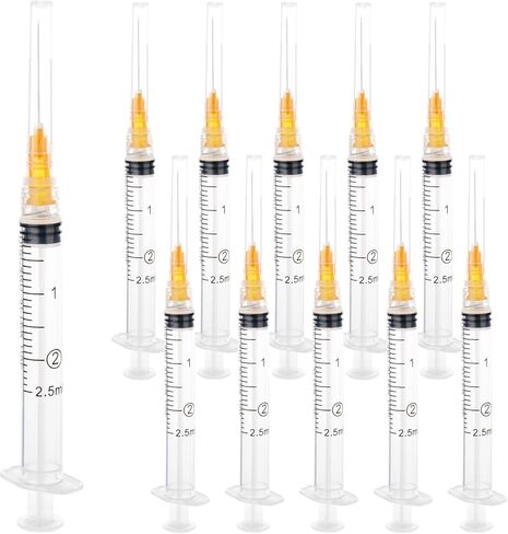 2.5ml Syringe with Needle, 23Ga 1inch 1cc Luer Lock Syringe for Scientific Labs, Measuring Liquid, Disposable Individually Packaged, Pack of 100 in Saudi Arabia