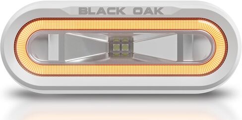 أضواء الموزعة البحرية المقاومة للماء من Black Oak Low Pro - شريط إضاءة LED أو شريط إضاءة على سطح السفينة، 2000 لومن، شعاع 120 درجة، IP69K، دعامة تثبيت (مبيت أبيض، هالة زرقاء) in Kuwait
