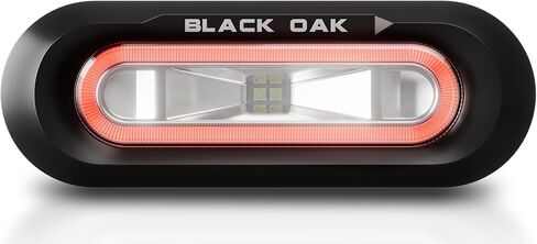 أضواء الموزعة البحرية المقاومة للماء من Black Oak Low Pro - شريط إضاءة LED أو شريط إضاءة على سطح السفينة، 2000 لومن، شعاع 120 درجة، IP69K، دعامة تثبيت (مبيت أبيض، هالة زرقاء) in Kuwait