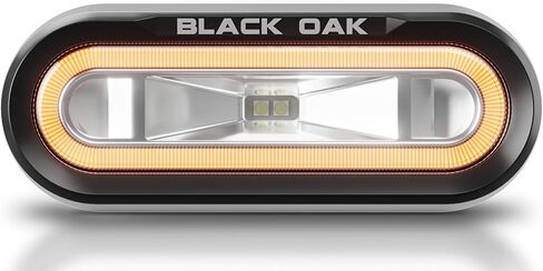 أضواء الموزعة البحرية المقاومة للماء من Black Oak Low Pro - شريط إضاءة LED أو شريط إضاءة على سطح السفينة، 2000 لومن، شعاع 120 درجة، IP69K، دعامة تثبيت (مبيت أبيض، هالة زرقاء) in Kuwait