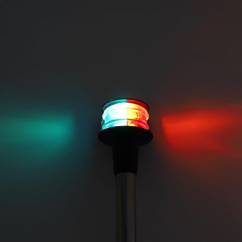 JAOCDOEN ثنائي اللون عمود إضاءة DC12 24V 18in قارب أضواء الملاحة الأحمر والأخضر ثنائي الألوان القوس ضوء مع المكونات القابلة للفصل في القاعدة in Kuwait